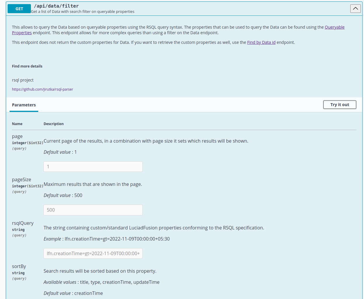 rest filter api expanded