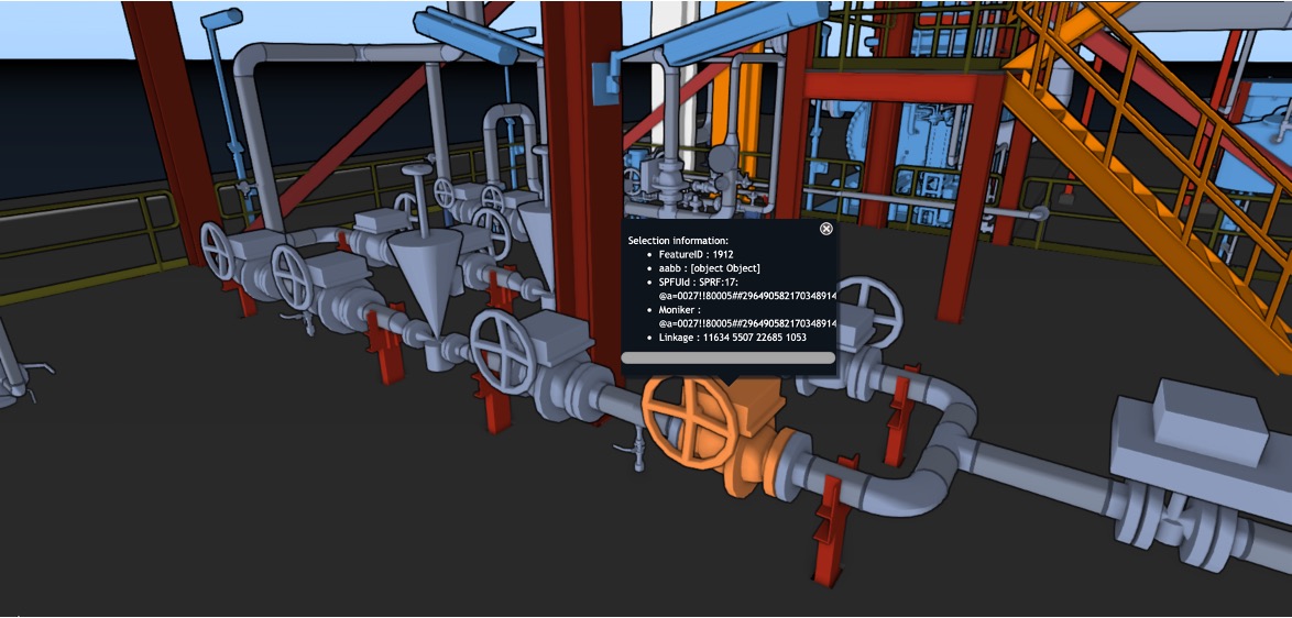 A 3D dataset with one object selected