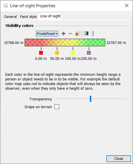 Line-of-sight visual properties