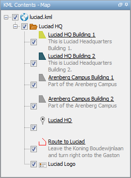102 KML model content tree
